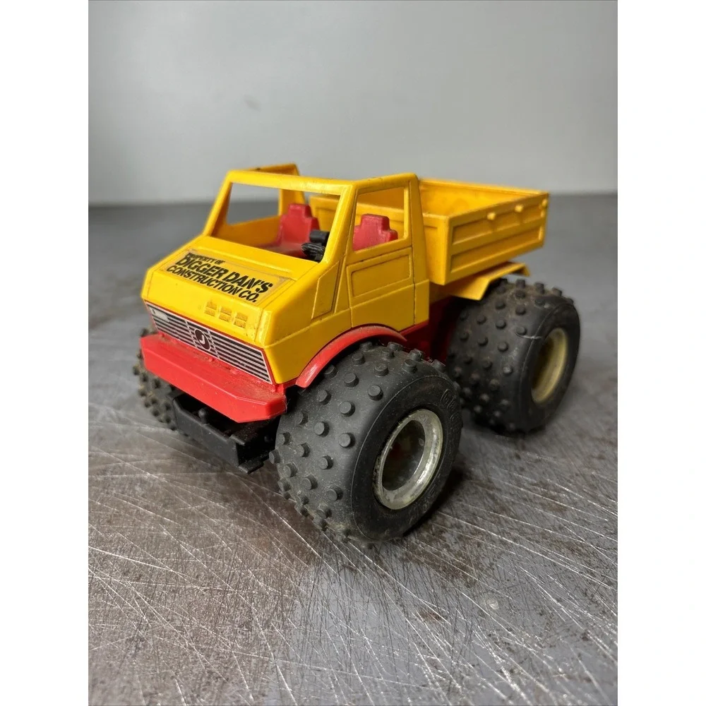 Vintage JOUSTRA Made in France Tractor  Digger Dans‎ Red Yellow Goodyear Tire